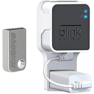 256GB USB Flash Drive & Outlet Wall Mount for Blink Sync Module 2 with Short Cable - Save Space - No Messy Wires - Easy Move Mount Bracket Holder for Blink Outdoor Indoor Security Camera (1 Pack)