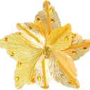 6 Pcs Vintage Gold Christmas Tree Decorations, 9" Large Christmas Flowers with Gem Glitter, Artificial Magnolia Poinsettia Flowers for Tree Wreath Garland Swag Vase Pot, Xmas Ornaments Decor Set (Glod)