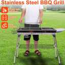 Charcoal Grills,Stainless Steel Folding Portable BBQ Grill Large Charcoal Grill for Garden Backyard Party Picnic Travel Outdoor Cooking Use With Non-Stick Frying Pan