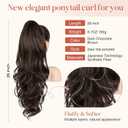 Flufymooz 26" Ponytail Extension, Long Wavy Curly Claw Clip in Ponytail Hair Extensions, Natural Synthetic Hairpiece for Women Daily Wear (Dark Chocolate Brown)