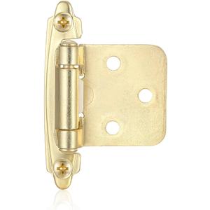 4 Pack (2 Pair) Gold (Brass) Self Closing Cabinet Hinges for Kitchen Cabinet Door, 1/2" Overlay (Variable) Semi Concealed Kitchen Cabinet Hinges