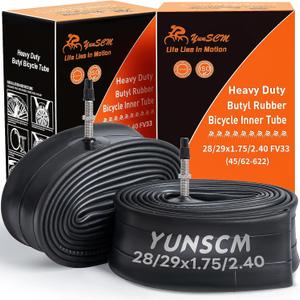 2-PCS 28"/29" Heavy Duty Bike Tubes 28/29x1.75/2.4 FV33mm Presta Valve 45/62-622 Bicycle Tubes Compatible with 28/29x1.75/1.95/2.0/2.10/2.125/2.20/2.25/2.30/2.35/2.40 Bike Tire Tubes