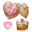 2 Pieces Large Body Powder Puff and Container - Dusting Powder Container with Puff, Crystal Case, Body Powder for Women Soft Washable Reusable Velour Face Body Glitter (Amber Love)