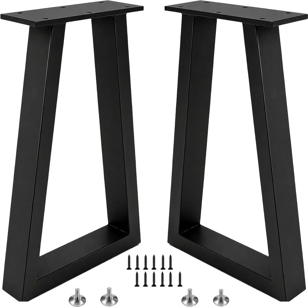 20" Metal Coffee Table Legs Black Bench Legs Heavy Duty Set of 2, 20 IN