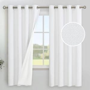 YoungsTex White Linen 100% Blackout Curtains 72 Inch Length for Bedroom, Thermal Insulated Drapes with Grommet Room Darkening Energy Saving for Living Room, 2 Panels, 52 X 72 Inch