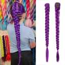 Purple Braid Hair Extensions 26 Inch Synthetic Long Ponytail Hair Extensions for Braids Cosplay Wig Suitable for Stage Party Costume Cosplay
