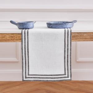 Solino Home Linen Black Table Runner 108 Inches Long - 100% Pure Linen 14 x 108 Inch Table Runner for Dining, Fall, Autumn, Halloween, Thanksgiving, Christmas - Mila