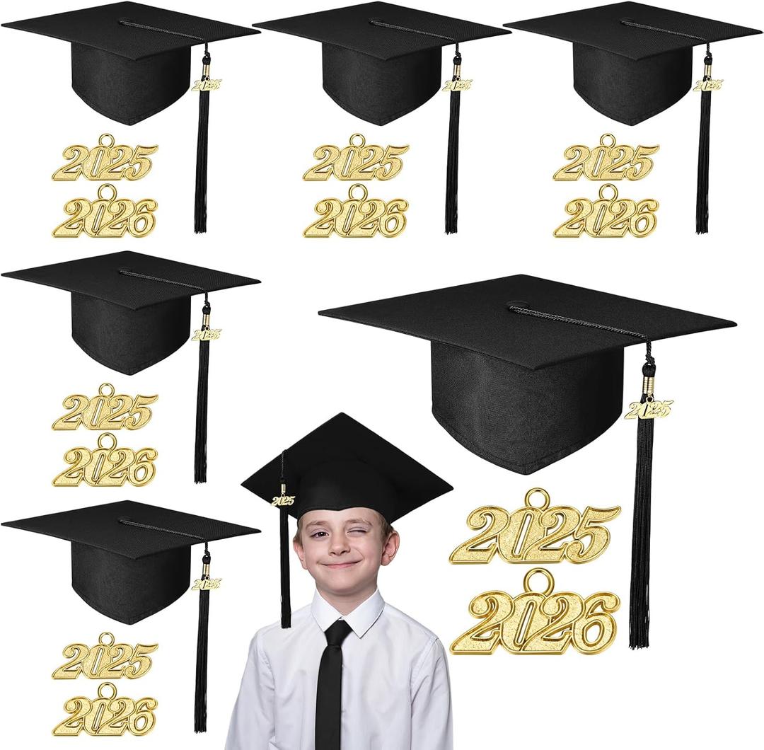 Coume 6 Sets Kindergarten Graduation Caps for Kids with 2025 2026 Tassel