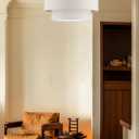 5 Light 22" Cream Fabric Black Semi Flush Mount Close to Ceiling Light Fixture