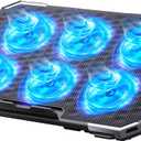 ICE COOREL Laptop Cooling Pad with 6 Cooling Fans, Cooling Pad for Laptop Fan 13-15.6 Inch, Laptop Cooler Stand with 6 Height Adjustable, Notebook Cooler Pad with Two USB Port (Blue)