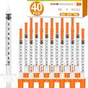 40 Pack 1ml Syringes with Needle-30Ga 5/16 Inch, Individually Sealed Packaging
