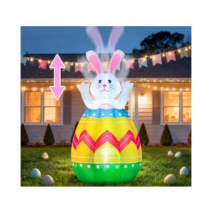 FunFanso 4 FT Inflatable Easter Bunny in The Egg Automatic Up and Down, Outdoor Blow Up Rabbit Yard Decorations Built-in LED Lights, Indoor Yard Party Lawn Garden Holiday Decor