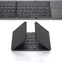 Foldable Bluetooth Keyboard,Wireless Portable Keyboard with touchpad,Rechargeable Pocket-Size Folding Travel Keyboard for iOS,Android,Windows Devices-Space Gray