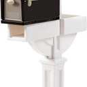 Step2 Mailmaster Hudson Mailbox & Post with Planter, Weather Resistant, Large Outdoor Mailboxes, Made of Durable Plastic, Easy to Install, Flag Included, White & Black
