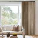Light Brown Blackout Linen Curtains 108 Inches Long for Bedroom Pinch Pleated Black Out Curtains Lined 2 Layers Memory Shape Noise Reducing Rustic Farmhouse Living Room Darkening Window Drapes, 40"W x 108"L