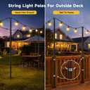 MuliVid 6 Pack 9FT String Light Poles for Outdoor,Metal Lights Hanging Pole Outside with Fork,Light Stand for Patio, Pergola, Garden, Backyard, Yard, Camping Party