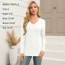 Elesomo Women Shirts V Neck Short/Long Sleeve Cotton Tops T-Shirt Basic Tees (White, XL)