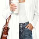 Women's Long Sleeve Lightweight Cardigan Sweaters with Pockets Casual Loose Fit Open Front Jacket Coat (White, M)