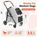 Foldable Pet Stroller Small Dogs Cats Up to 70 lb All-Terrain, Gray