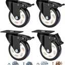 Heavy Duty Locking Caster Wheels with Brake, Non-Marking Swivel Casters Set for Cart & Furniture, 4 Inch Set of 4 / Black