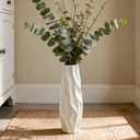 Floor Vase, GDSZJLJ 17.7 Inches Tall Ceramic White Large Decorative Vases for Modern Home Decor, Living Room, Minimalist Style Flower Vase for Pampas Grass, Flowers, Twigs, Office, Bedroom Dcor