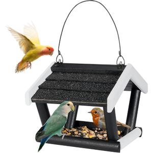 antiai Wooden Hanging Bird Feeder for Outside,Wild Bird Feeders House for Garden Yard Outdoors Durable & Weatherproof,Great for Attracting Wild Birds