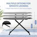 Jakeefud Full Size Ironing Board 47" X 15" with Heat Resistant Cover and Thicken Felt Pad, Safety Iron Rest, Anti-Skid Feet, Height Adjustable, Heavy Duty
