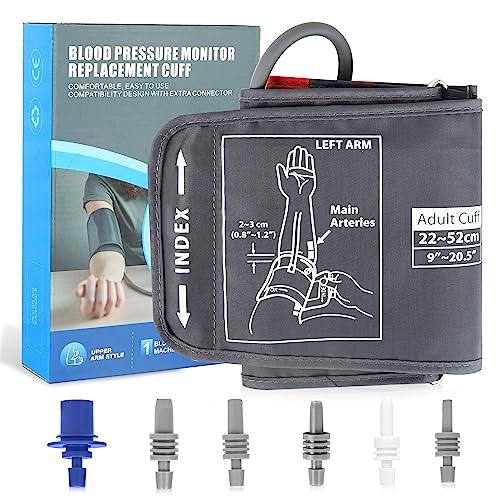 XL Blood Pressure Replacement Cuff Arm - 9"-21" Wide-Range Extra Large BP Cuff Fits from Medium to XLarge Big Arms, 6 Sizes of Connectors Compatible with Omron and Other Brands (Cuff Included Only)
