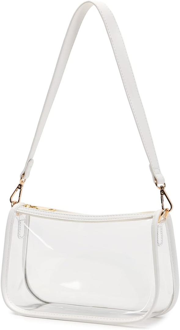 Clear Tote Bag Stadium Approved Clear Purse PVC Handbag Retro Classic Transparent Bag for Concert