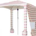 AMMSUN Beach Cabana, 6.5'6.5' Beach Canopy, Easy Set up and Take Down, Cabana Tent with Sand Pockets, Instant Sun Shade with Side Wall, Elegant Pink