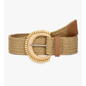 Straw Woven Elastic Belt for Women Stretchy Belts for Dress Fashion Boho Waist Belt Rattan Raffia Ladies Belts