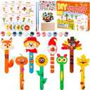 Qyeahkj 24 Sets Thanksgiving Craft Kits for Kids Fall Theme Bookmark Crafts with Popsicle Stick Turkey Maple Leaf Pumpkin Scarecrow Arts for Home Classroom Decors Activities Games