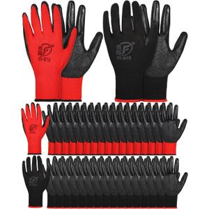 Honeydak 36 Pairs Gardening Gloves for Men Women Breathable Rubber Coated Garden Gloves (Black, M)