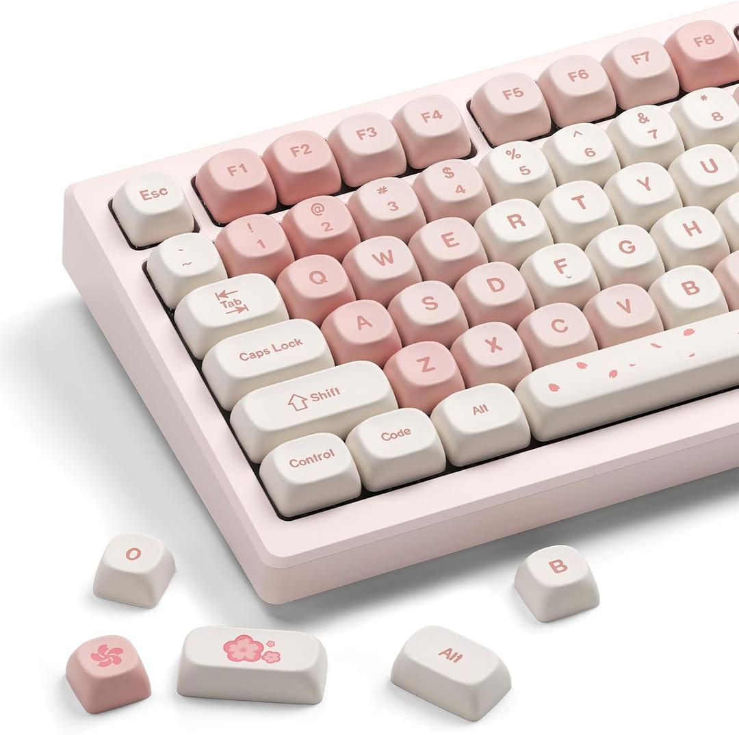 XVX Keycaps - Pink Cute PBT Keycaps, MOA Profile Key caps 60 65 75 100 Percent, Dye-Sublimation, Custom 142 Keys Set for 100%, 75%, 65%, 60% Mechanical Keyboard XVX Keycaps - Pink Cute PBT Keycaps, MOA Profile Key caps 60 65 75 100 Percent, Dye-Sublimation, Custom 142 Keys Set for 100%, 75%, 65%, 60% Mechanical Keyboard