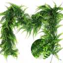 RECUTMS 2pcs Artificial Hanging Boston Ferns Garland Fake Hanging Plant 6 FT Greenery Leaves Ivy Garland Faux Ferns Fake Vines for Outdoor Indoor Home Garden Decoration Party Table Wall Decoration