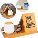 Book Stand, Wooden Triangle Book Holder, Book Rest with Cup Holder, Small Bookshelf Suitable for Reading or Desktop Decoration, Coffee and Book Lovers Gifts
