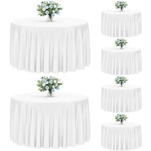 Fixwal 60 Inch [for 20-48'' Tables] White Round Tablecloth, 6 Pack Round Table Cloth Polyester Fabric Washable Table Covers for Wedding, Party, Banquet, Dining, Birthday Events