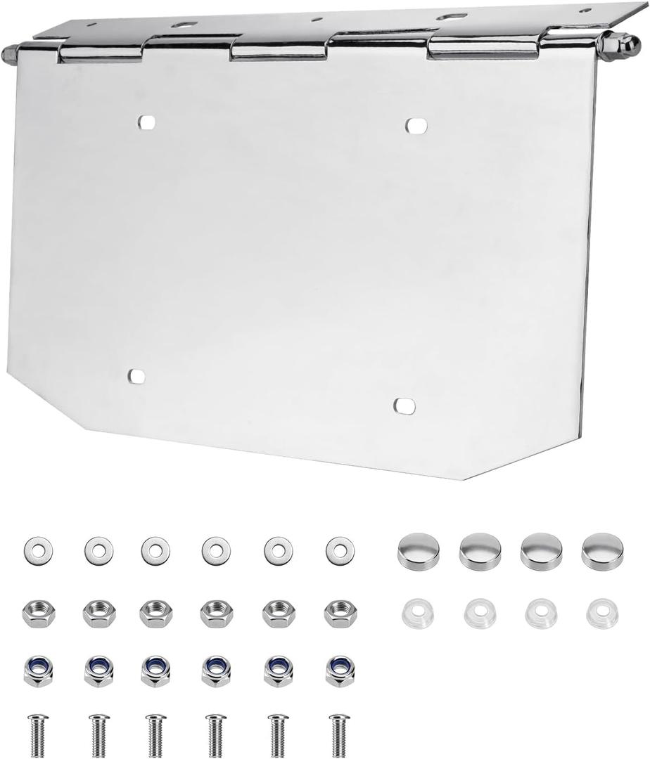 License Plate Holder with Hinge - Mirror Chrome Oversized 15"x7.4" Bracket for Semi Trucks & Trailers, Rustproof, Universal 7" Slots (1 Unit)