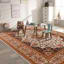 Area Rug for Living Room, 5x7Ft Machine Washable Orange Rugs for Bedroom, Non-Slip Vintage Carpet for Office Dining Room Nursery Farmhouse