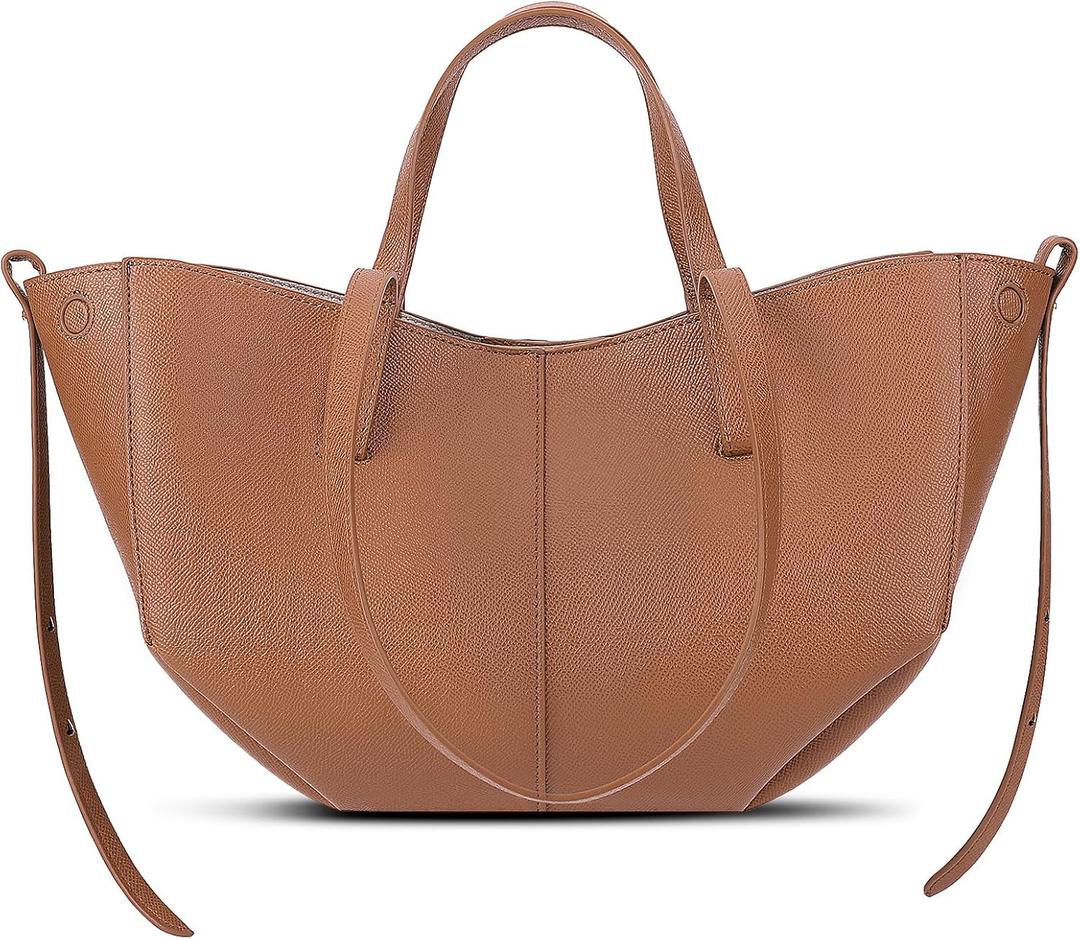 Juoxeepy Work Bag Faux Leather Tote Bag for Women Trendy Handbag Purse Fall Shoulder Bag with Magnetic Closure (Camel Small)