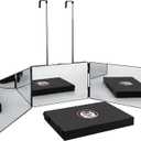 Dripex 3 Way Mirror for Men or Women, 360 Trifold Self Haircut Mirror with Height Adjustable Hooks, for Makeup, Styling, Shaving, Braiding, Dye Hair (Black Without Led)