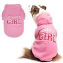 BINGPET Dog Hoodie, Mommy's Girl Lettered Dog Sweatshirt Puppy Sweater Hooded with Leash Hole, Warm Soft Fleece Winter Coat Pet Clothes for Small Dogs Cats Puppies Girl, Pink, S
