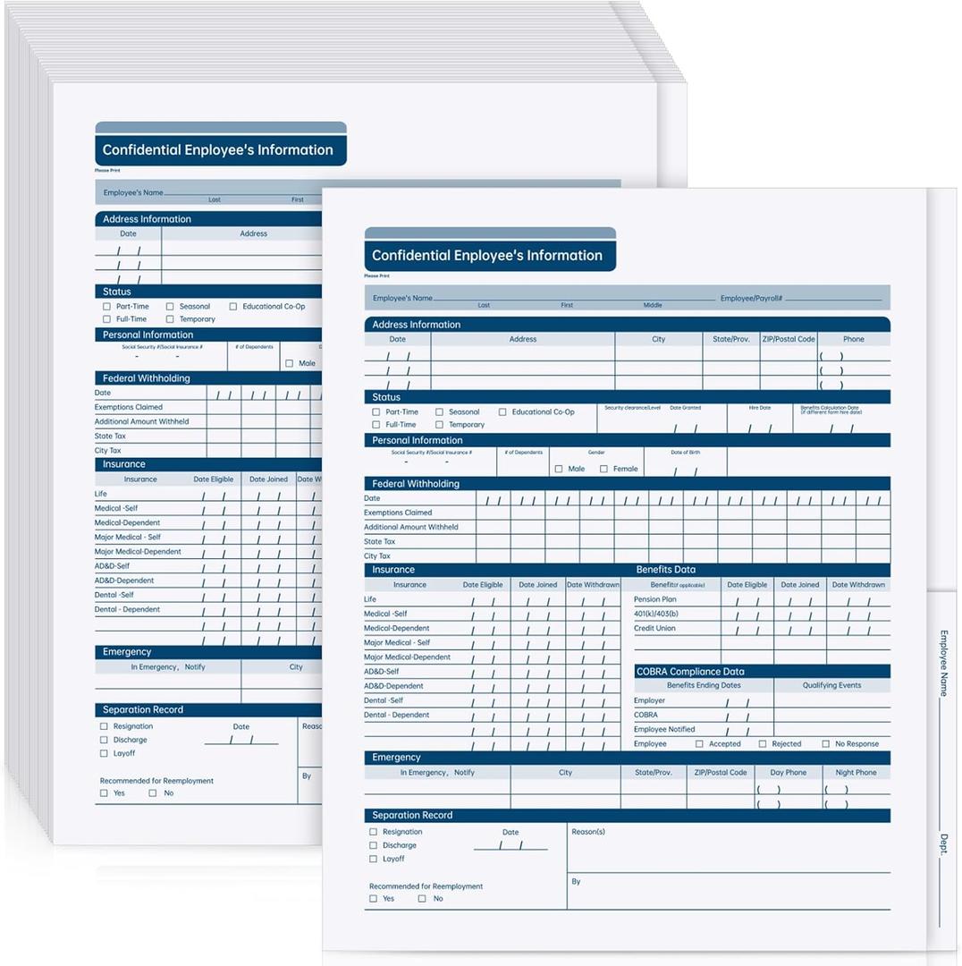 Faccito 35 Pcs Confidential Employee Record Folder Bulk Employee File Folders 9.5 x 11.5'' Payroll Record Book Personnel File Organizer for Manager Company Office Supplies Hr Staff Management