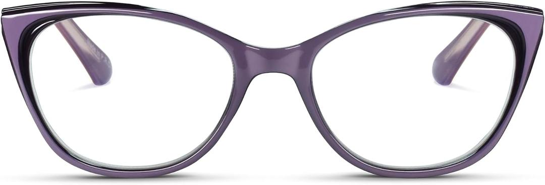 2SeeLife Narrow Cat Eye Reading Glasses for Women SmallMedium Fit, Sturdy Frame, Spring Hinges, Stylish Cateye Readers, Purple, +2.00