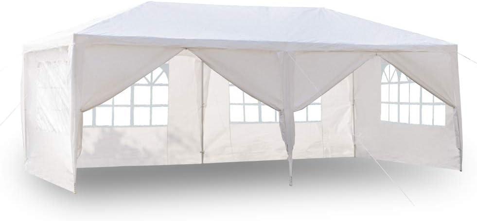 Veryke 10 x 20 ft Outdoor Gazebo Canopy White Waterproof Wedding Canopy Party Tent w/Removable Sidewalls & Brighter Church Windows,6 Sides