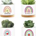4 Pcs Teacher Appreciation Gifts Funny Ceramic Succulent Plant Pot Teacher Planter Pot Thank You Gifts for Coworker Teacher Valentines Birthday Gift, Plants Not Included