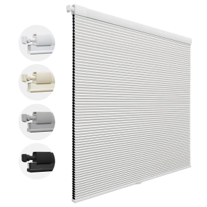 MiLin No Drill Cordless Cellular Shades Color-Matched No Tools Cellular Blinds Honeycomb Design Blinds & Shades for Window Room Office (Light Filtering White, 29" W x 64" H)
