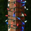 Novelty Lights 24FT 70 LED C6 Outdoor USA String Lights, Commercial Grade Christmas Tree Decorations (Red/White/Blue)