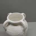 Handcrafted Flower Vase, 9.8" Tall Terracotta Vase, Vintage White Ceramic Vase, Rustic Antique Decor with 4 Handles, Wide Mouth, Matte Finish for Home Office Resto Caf Dcor