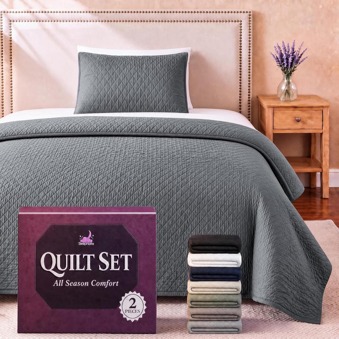 Twin Quilt Bedding Set | Lightweight Summer Bedspread 2 Pc